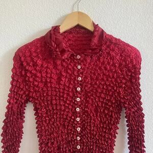 Vintage Y2K Popcorn Button Up Blouse